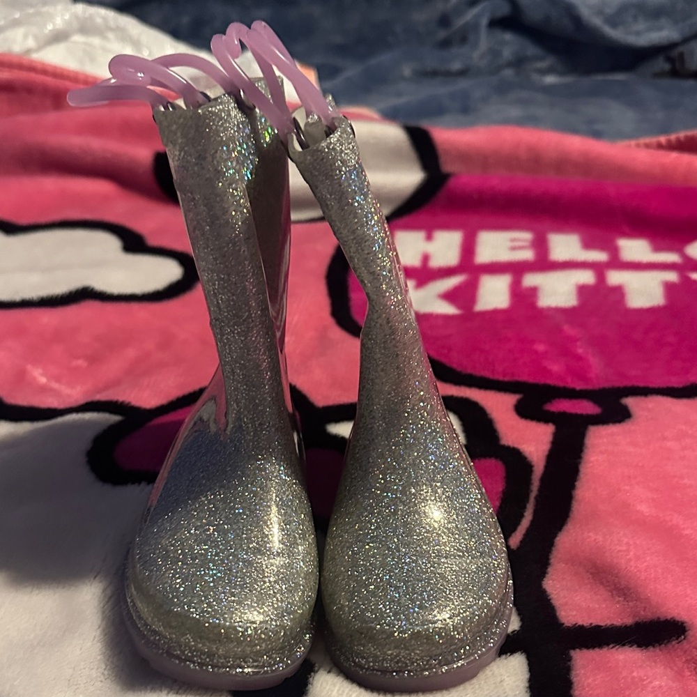 Western Chief Silver Glitter Kids Boots